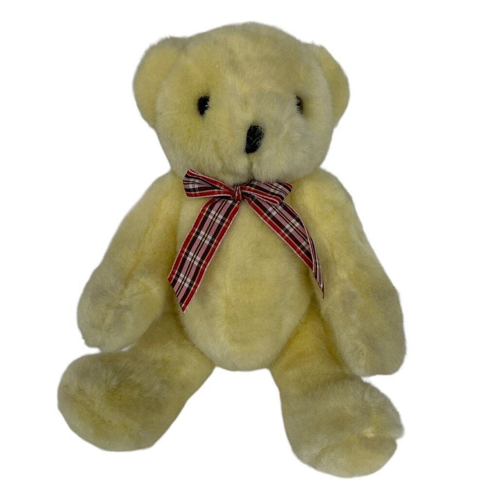 Walmart‎ Yellow Teddy Red Plaid Bow 12" Fuzzy